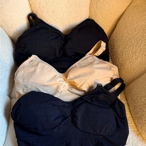 Kindred Bravely Black and Tan Nursing/Pumping Bra Set of 3